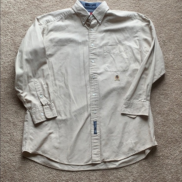 Tommy Hilfiger khaki button down shirt - Picture 1 of 4